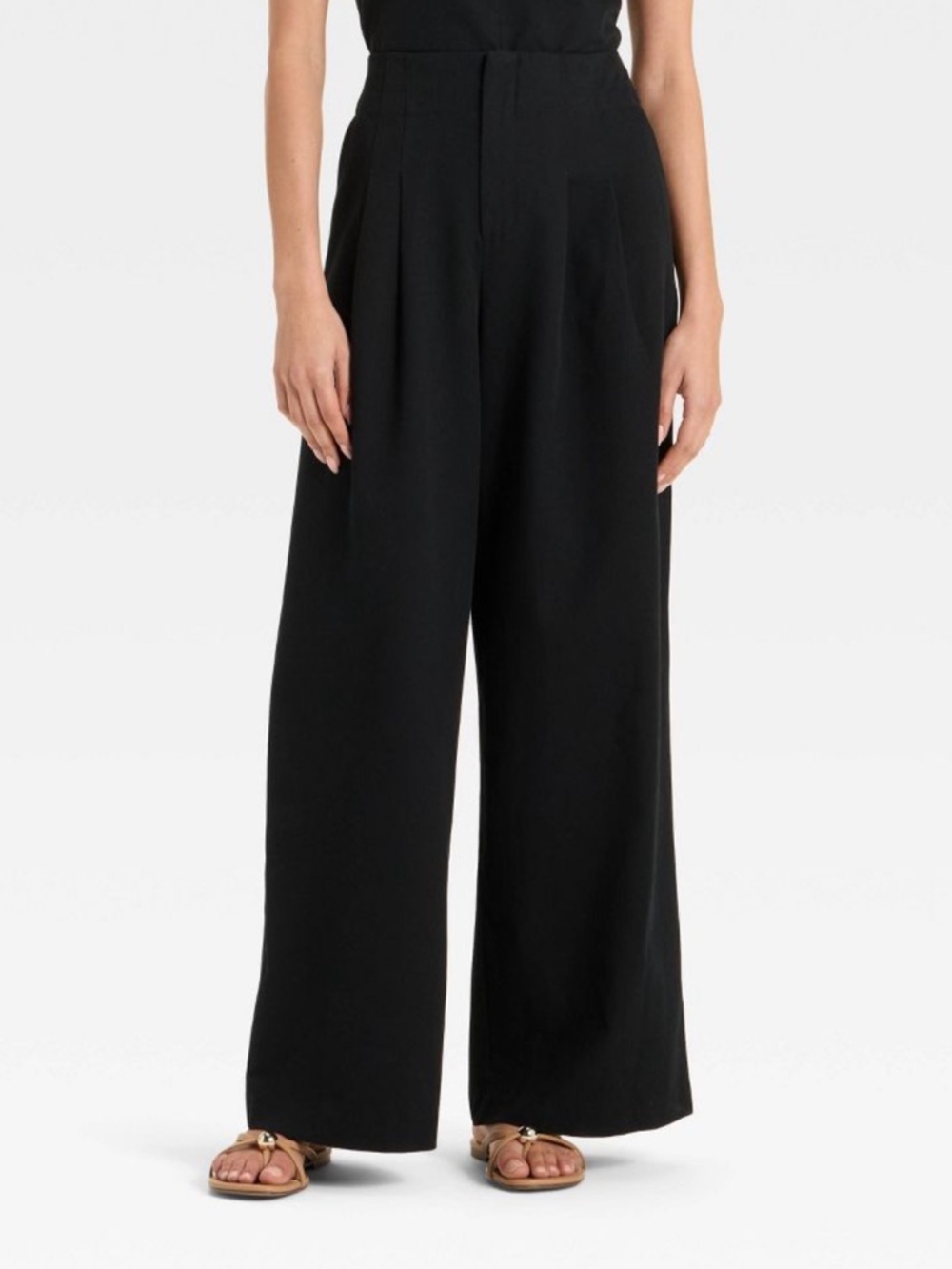 Future Collective Women High-Rise Relaxed Wide Leg Pleated Linen Trousers - 4